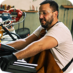 A man working in a business workshop.